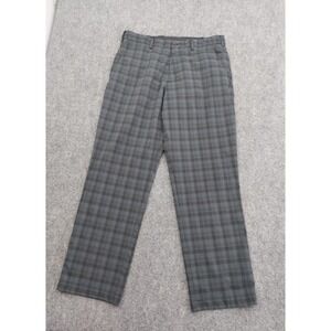 Nike Golf Pants Mens 35x32 Blue Gray Plaid Performance Outdoor Preppy Flat Front